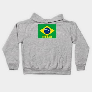 Fortaleza City in Brazilian Flag Kids Hoodie